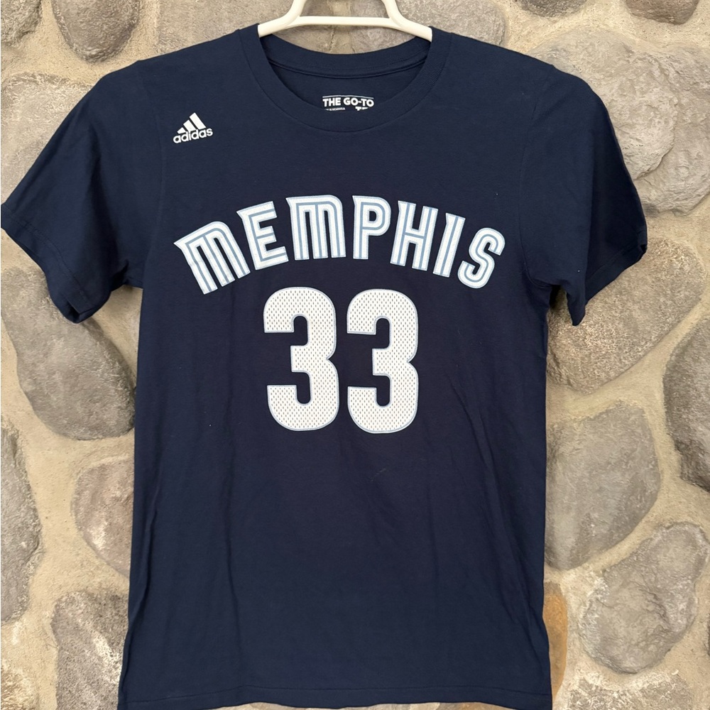 Adidas Marc Gasol Memphis Grizzlies #33 T-Shirt Navy Blue Men’s Small